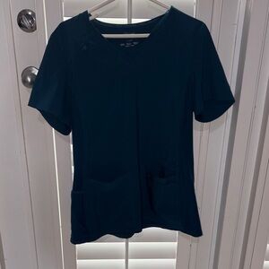 Cherokee V-Neck Short Sleeve Top in Caribbean Blue